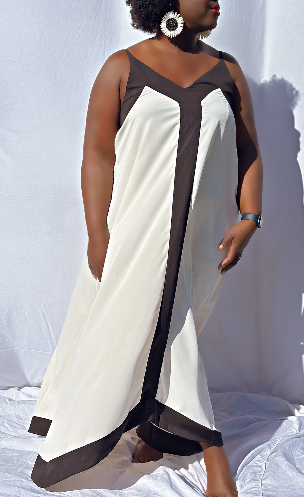 Spaghetti Straps Contrast Colour Maxi Dress