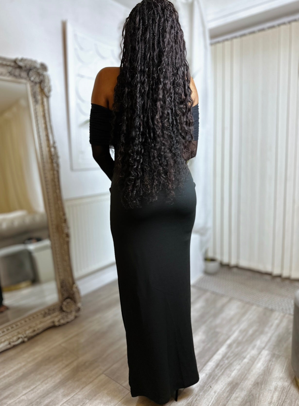 Sheer Mesh Long Evening Dress