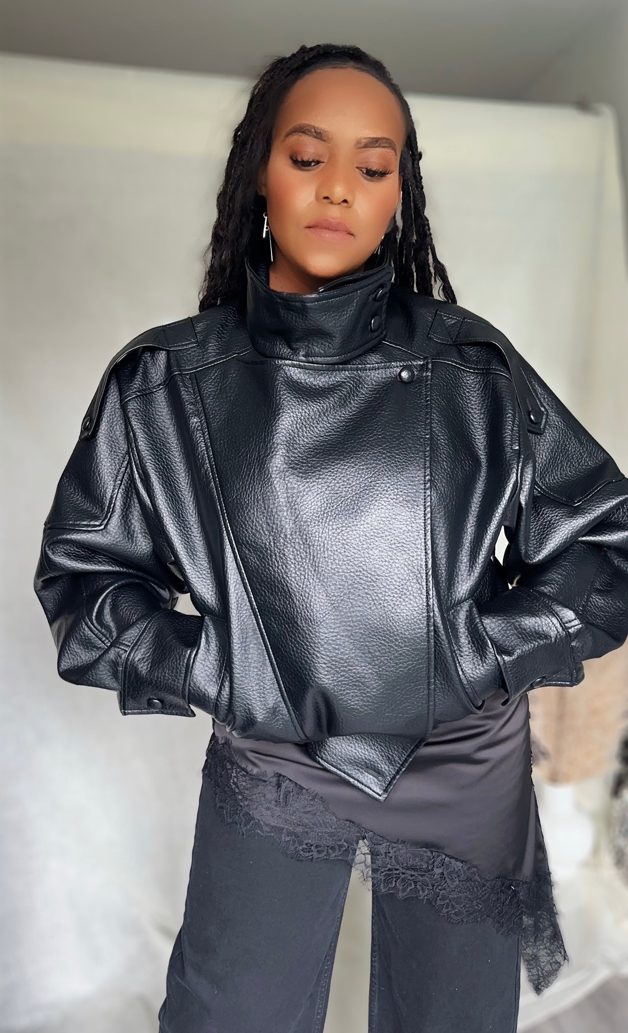 High Collar Faux leather