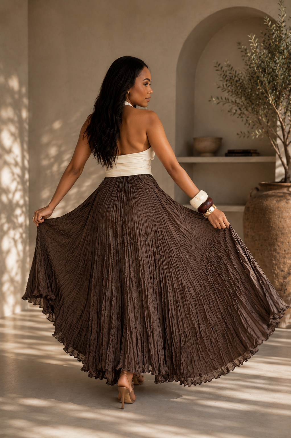 Ripple Texture MAXI Skirt
