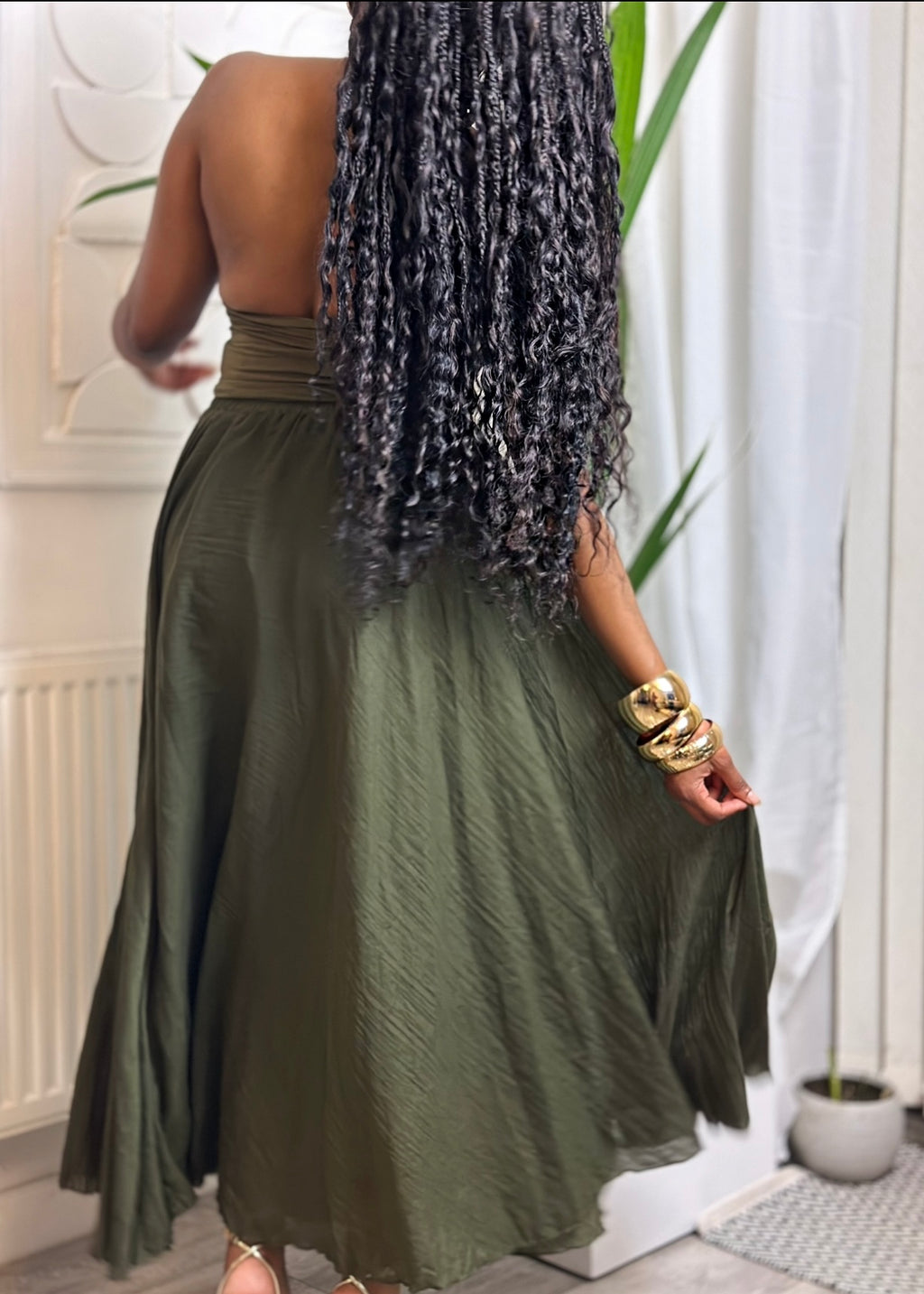 Olive Green Cotton Maxi Skirt