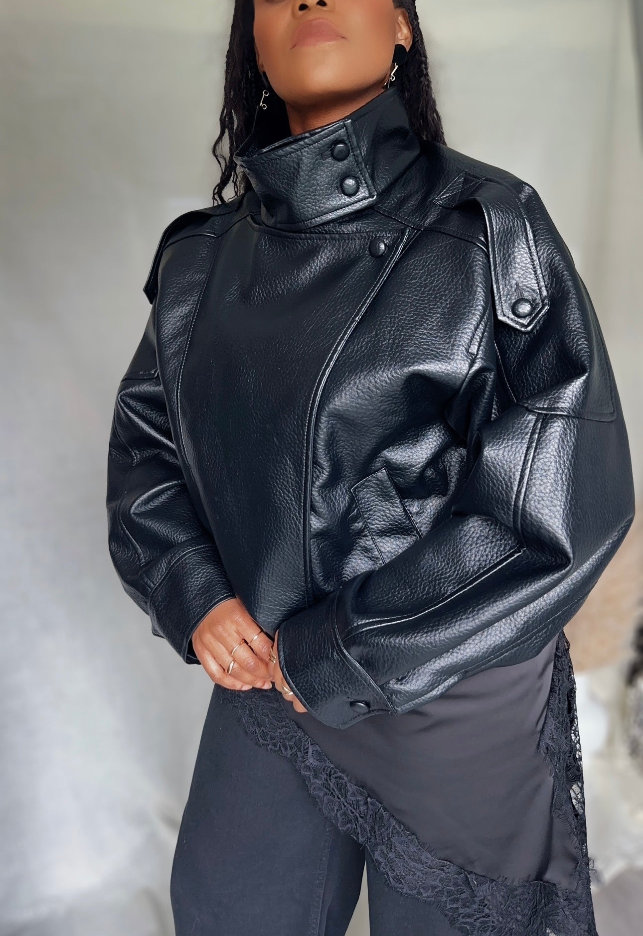 High Collar Faux leather