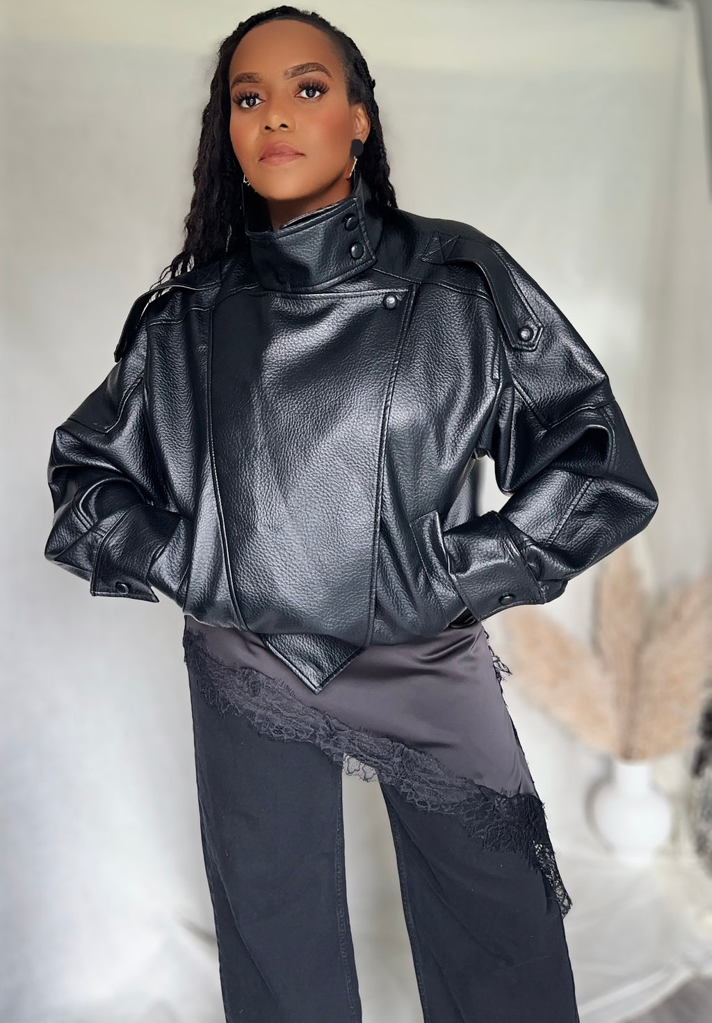 High Collar Faux leather