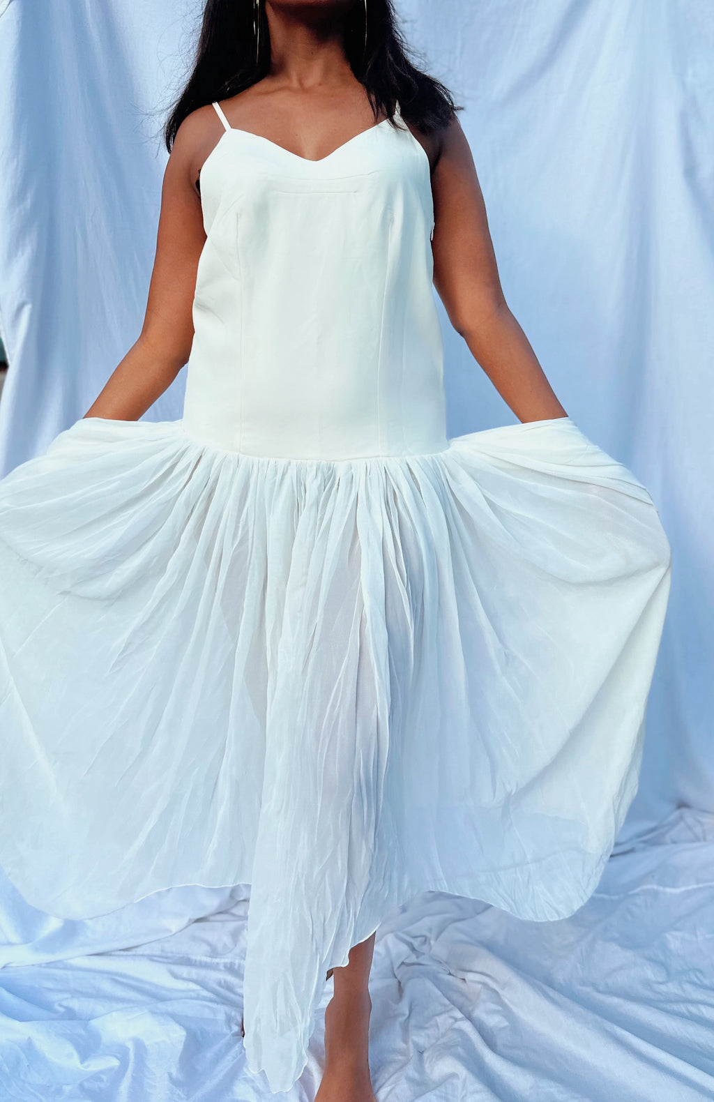 Spaghetti Strap Mesh Maxi Chiffon Dress
