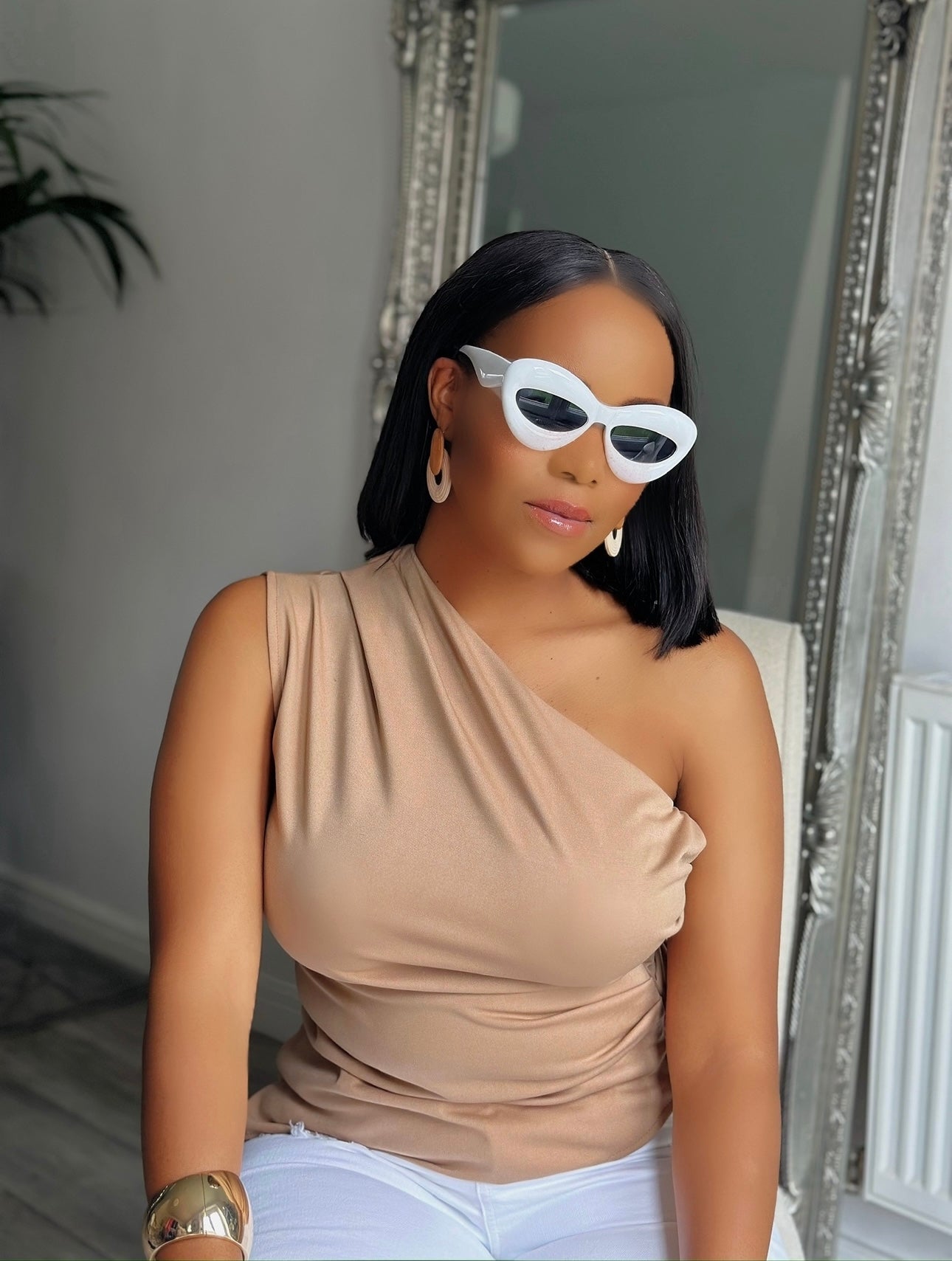 One Shoulder Ruched Side Asymmetrical Hem Top