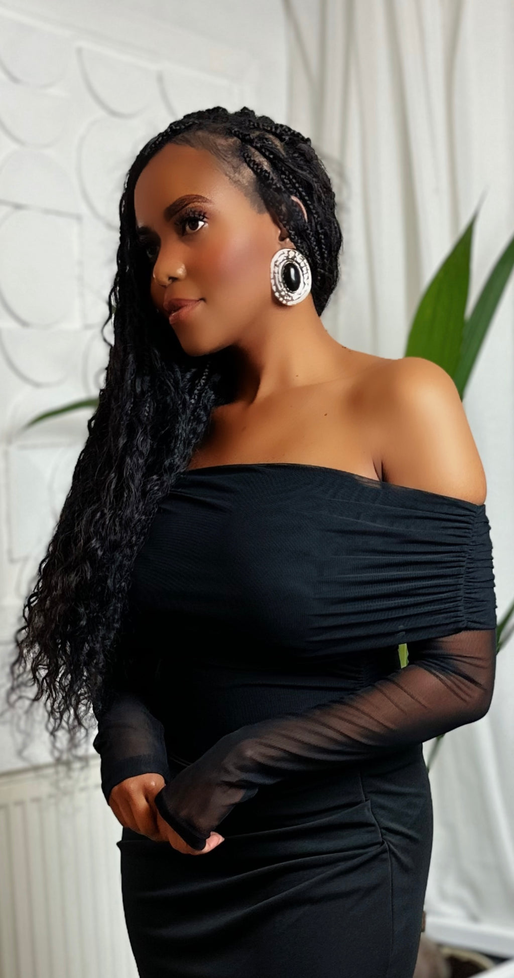Sheer Mesh Long Evening Dress