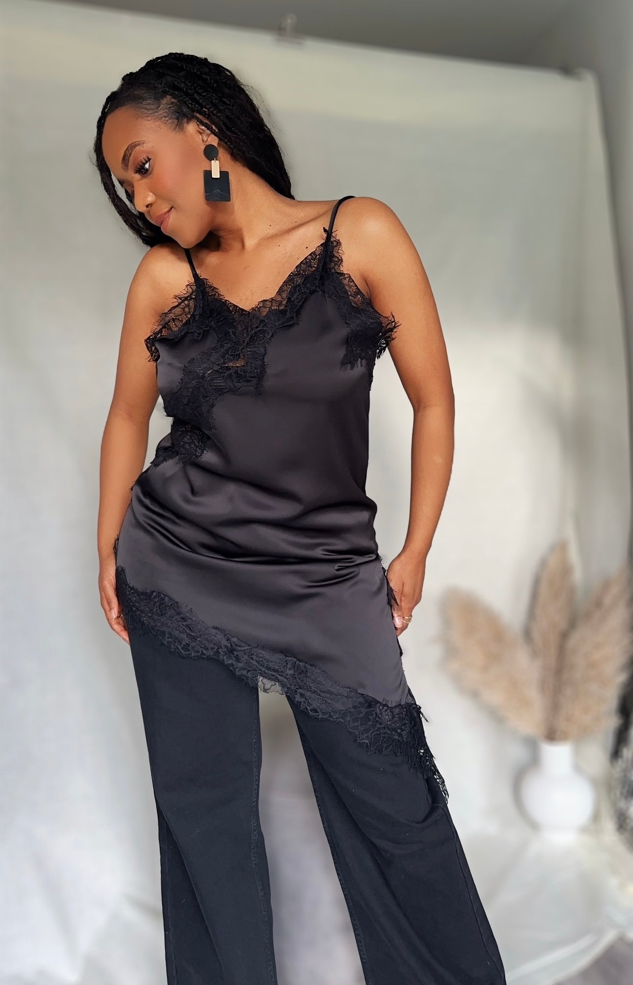 Asymmetrical Lace Slip Top / Camisole Slip Top