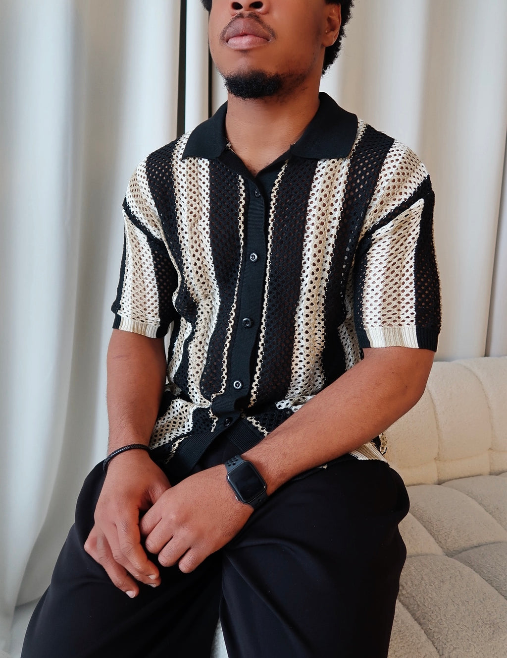 Men’s Striped Crochet Shirt