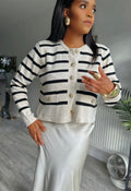 Striped Pattern Button Front Cardigan