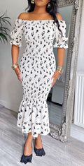 Floral Print Puff Sleeves Dress