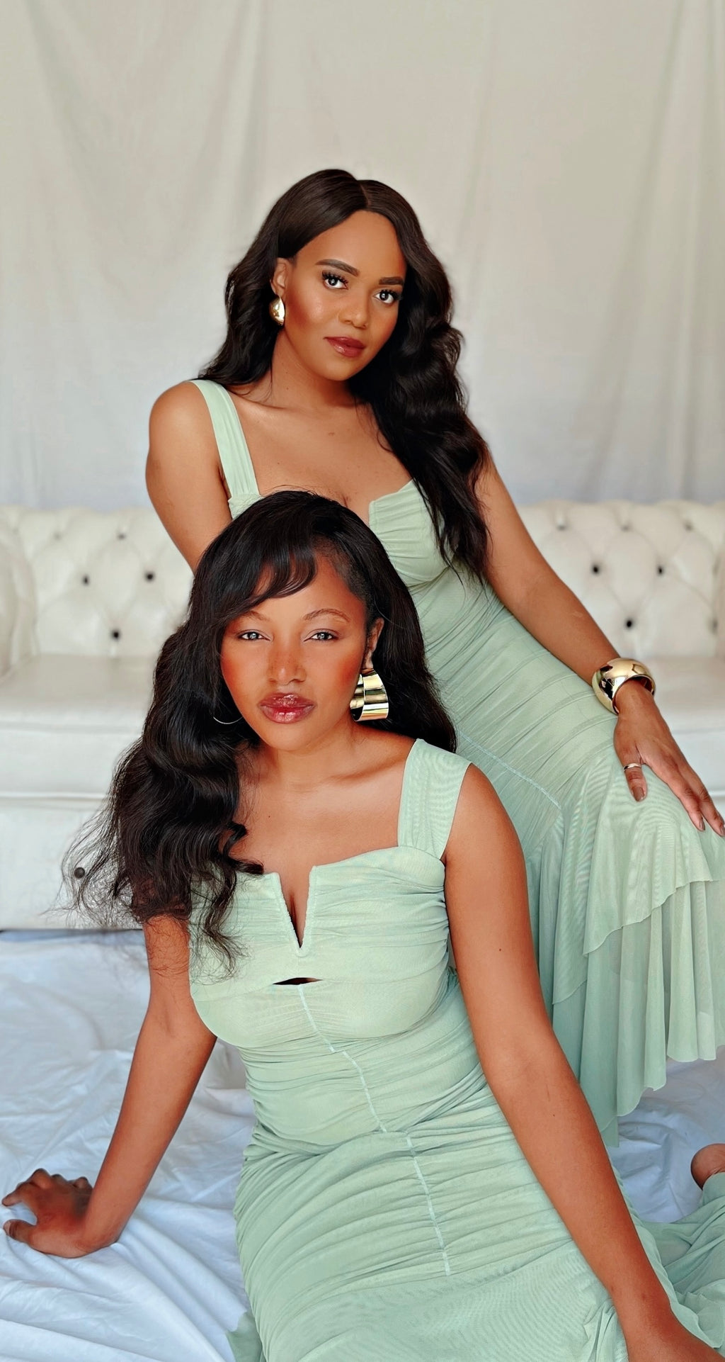 Sleeveless Ruched Detail V-Neck Dress