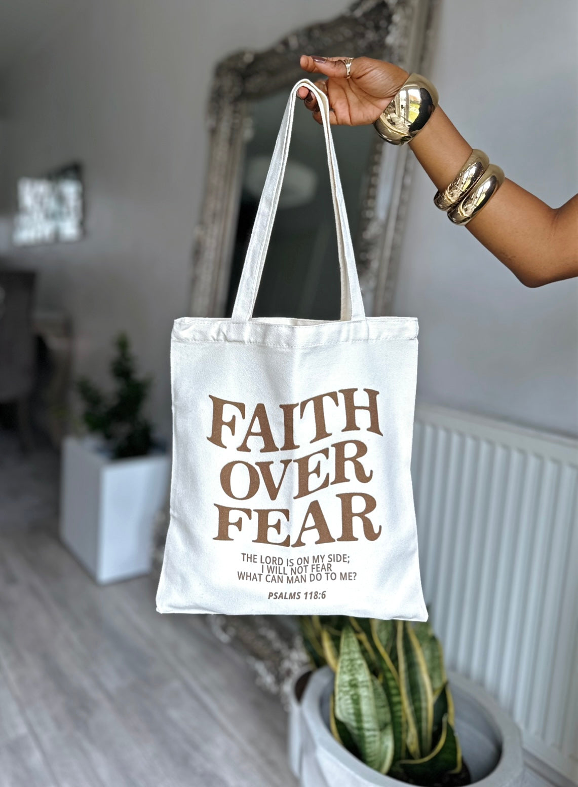 Faith Over Fear Scripture / Slogan Bag