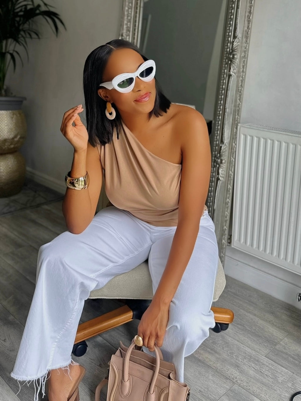 One Shoulder Ruched Side Asymmetrical Hem Top