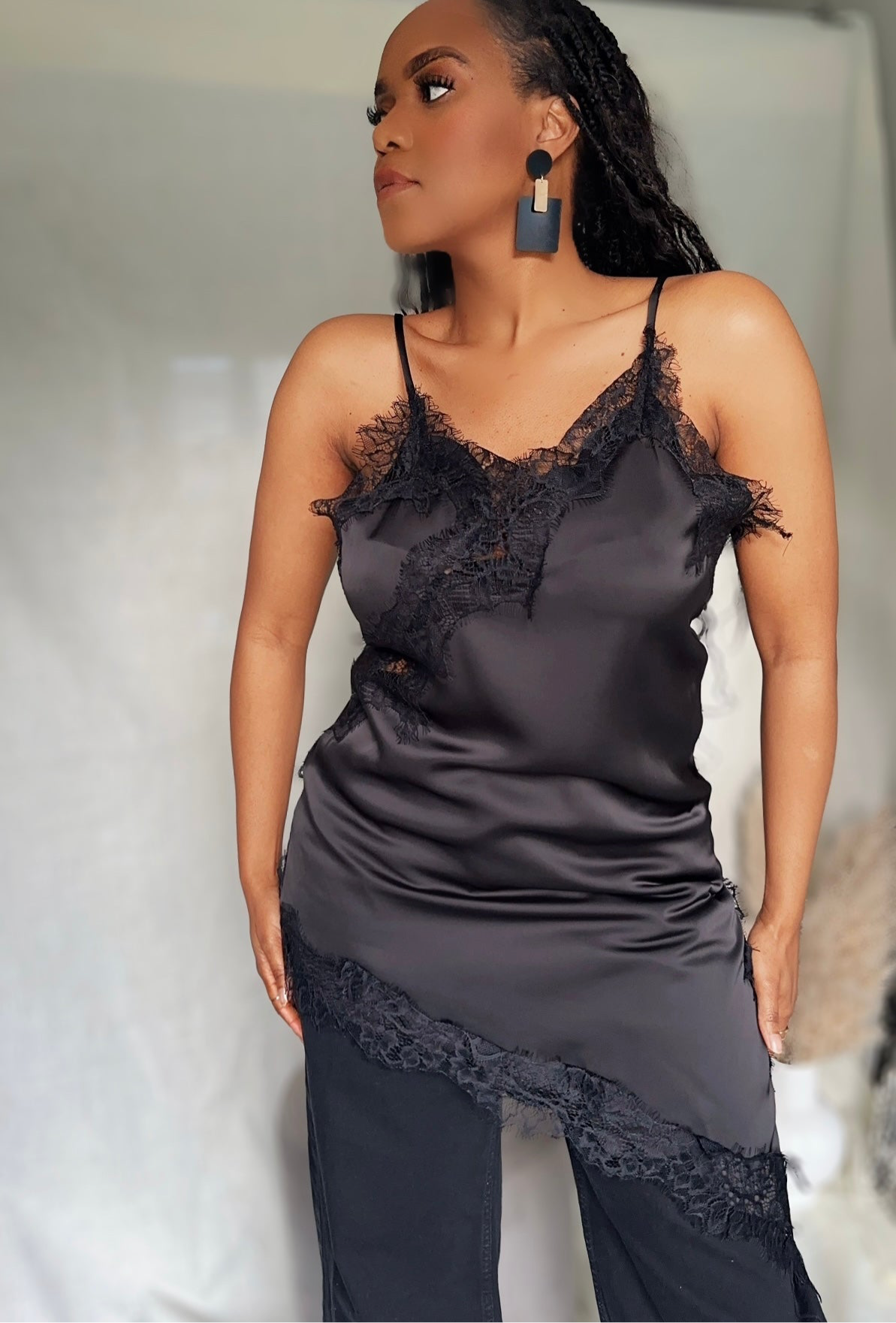 Asymmetrical Lace Slip Top / Camisole Slip Top