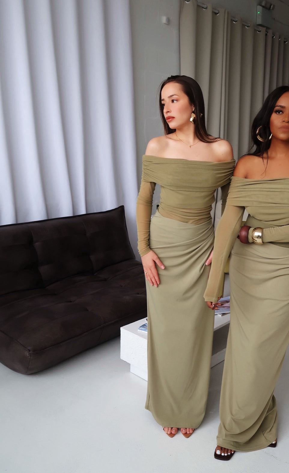 Off The Shoulder Sheer Mesh Dress