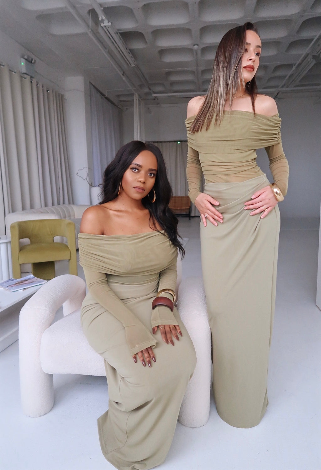 Off The Shoulder Sheer Mesh Dress