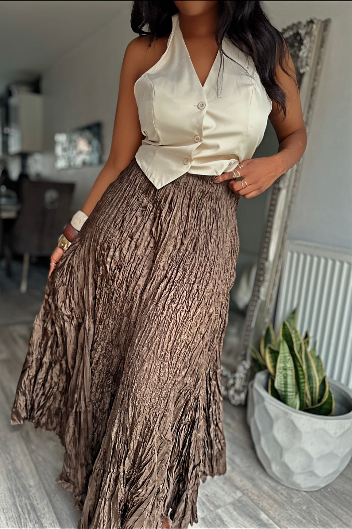 Ripple Texture MAXI Skirt