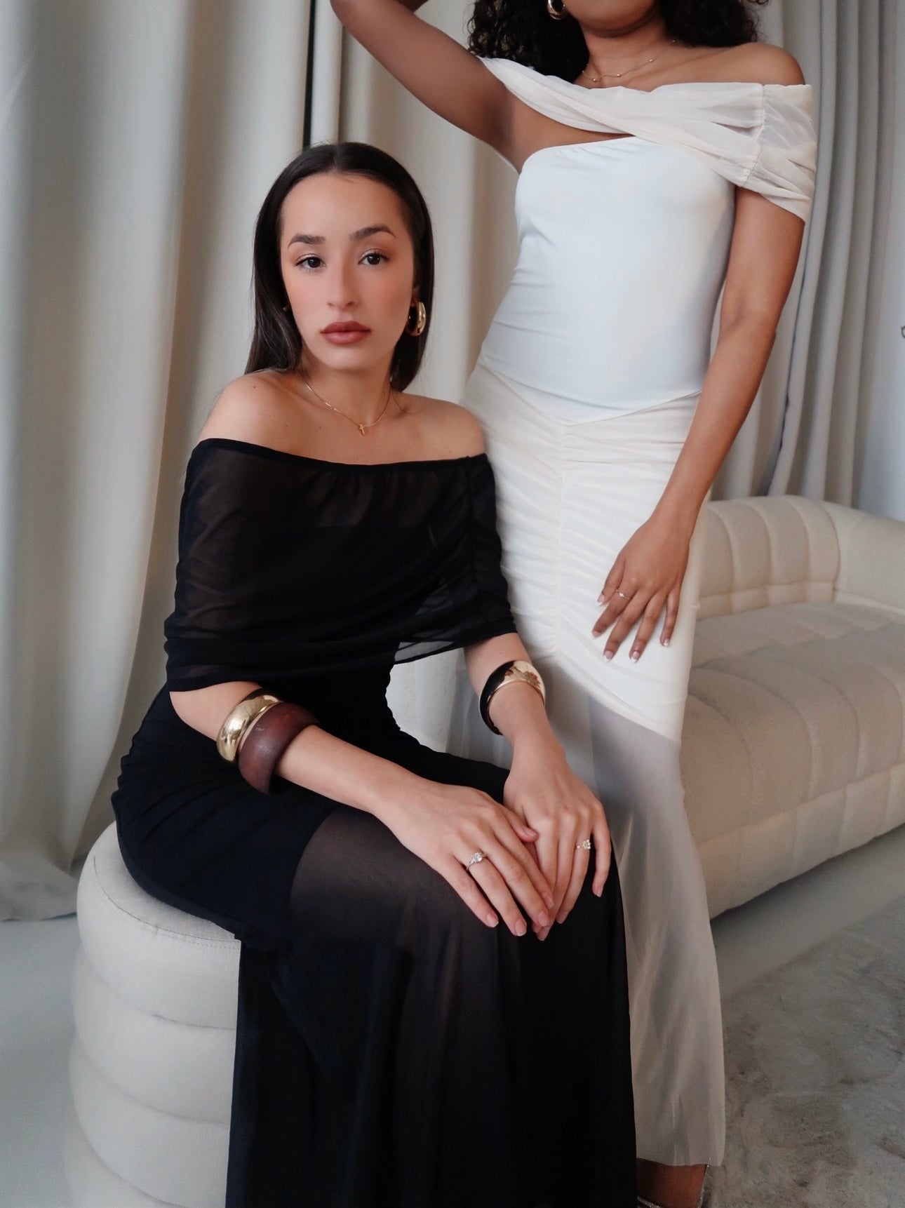 Black Sheer Mesh Evening Dress