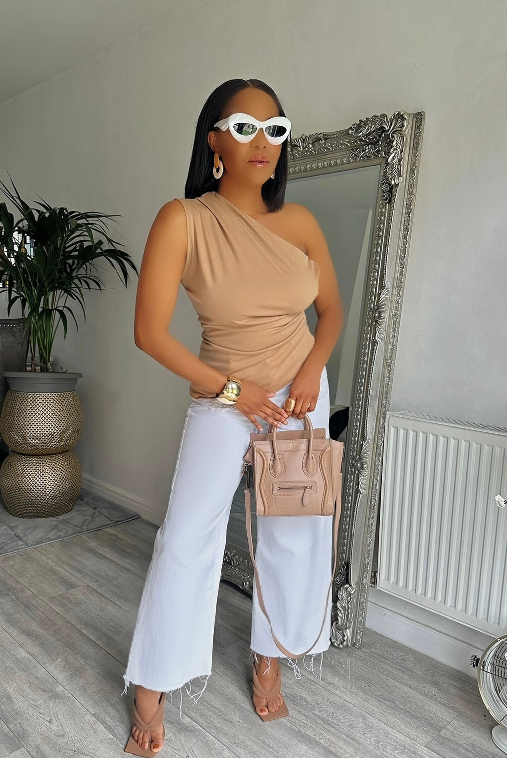 One Shoulder Ruched Side Asymmetrical Hem Top