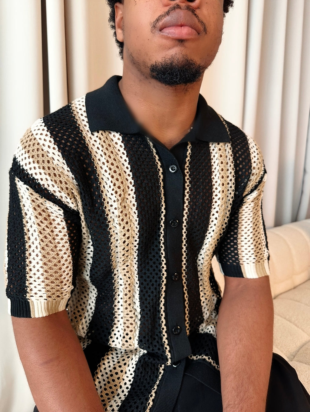 Men’s Striped Crochet Shirt
