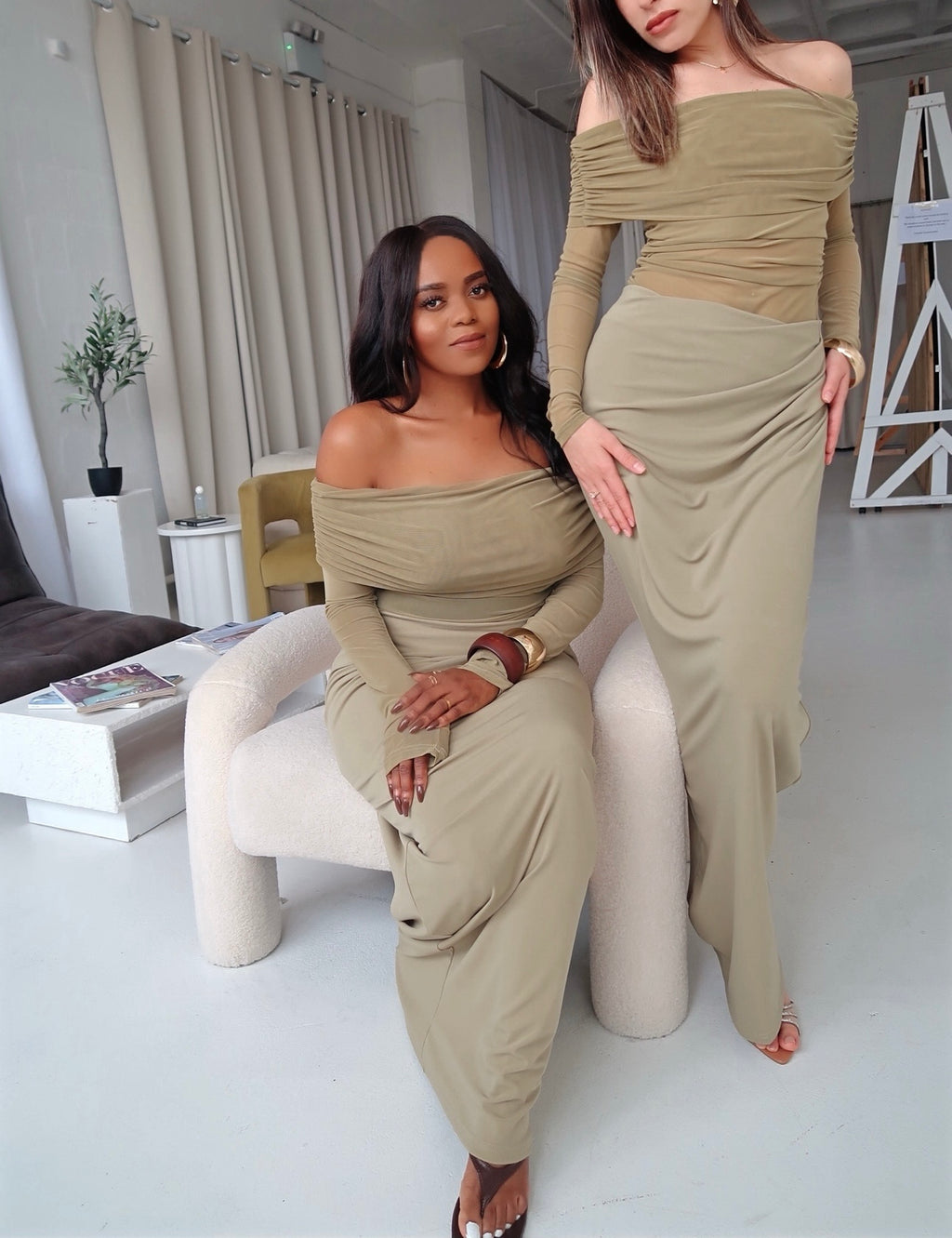 Off The Shoulder Sheer Mesh Dress