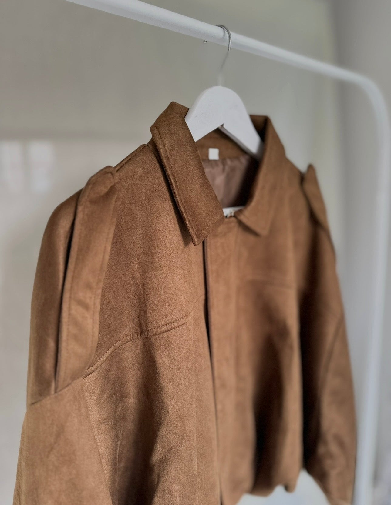TAN/ BROWN BOMBER JACKET (SUEDE FEEL) Oversized