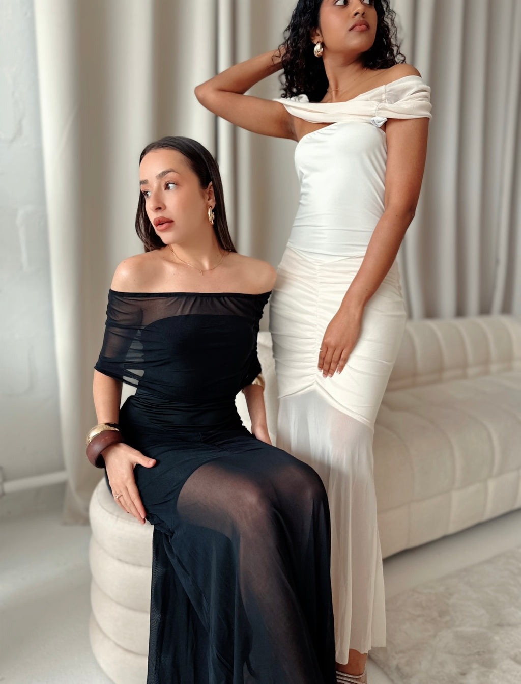 Black Sheer Mesh Evening Dress