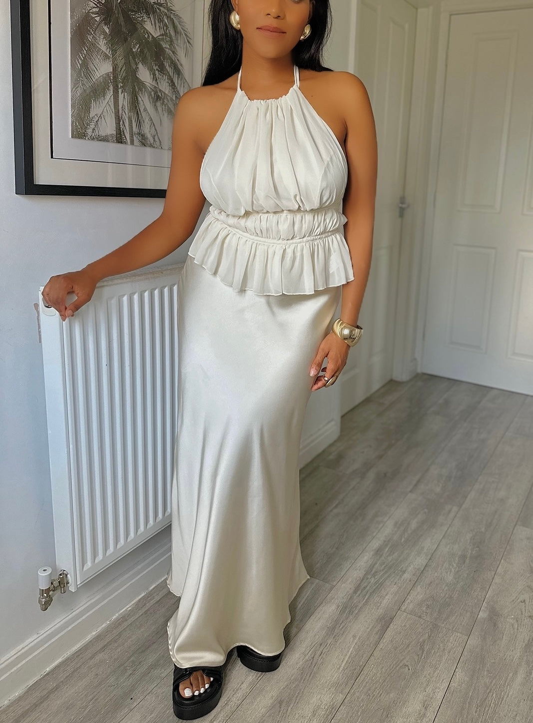 Satin Long High waist Maxi Skirt