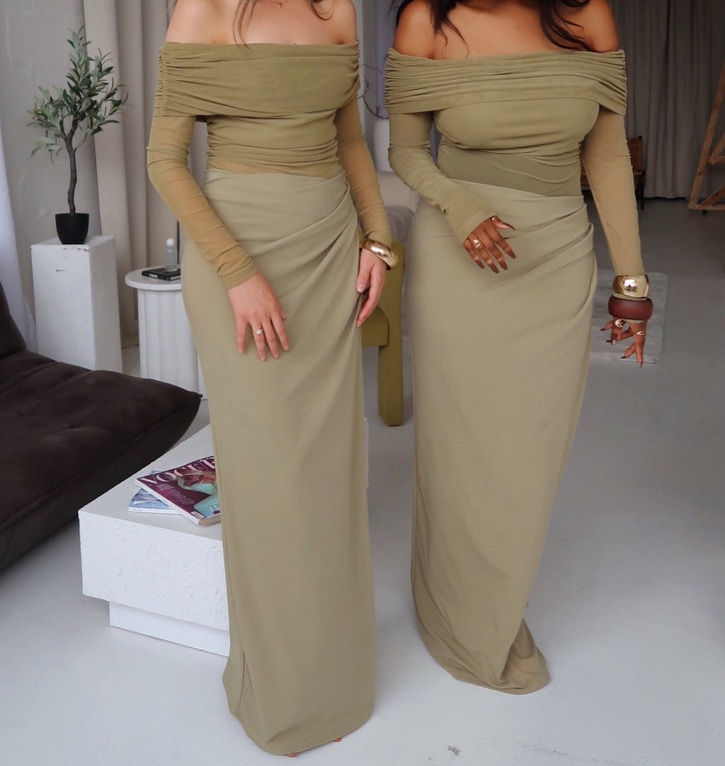 Off The Shoulder Sheer Mesh Dress