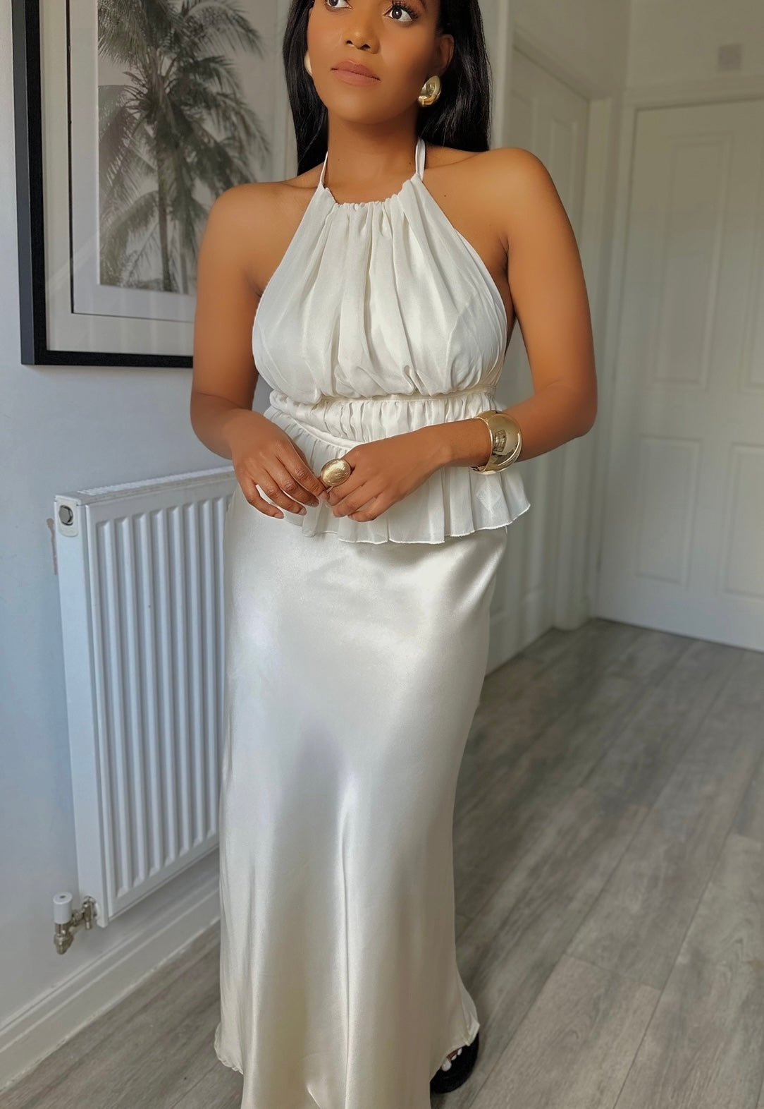 Satin Long High waist Maxi Skirt