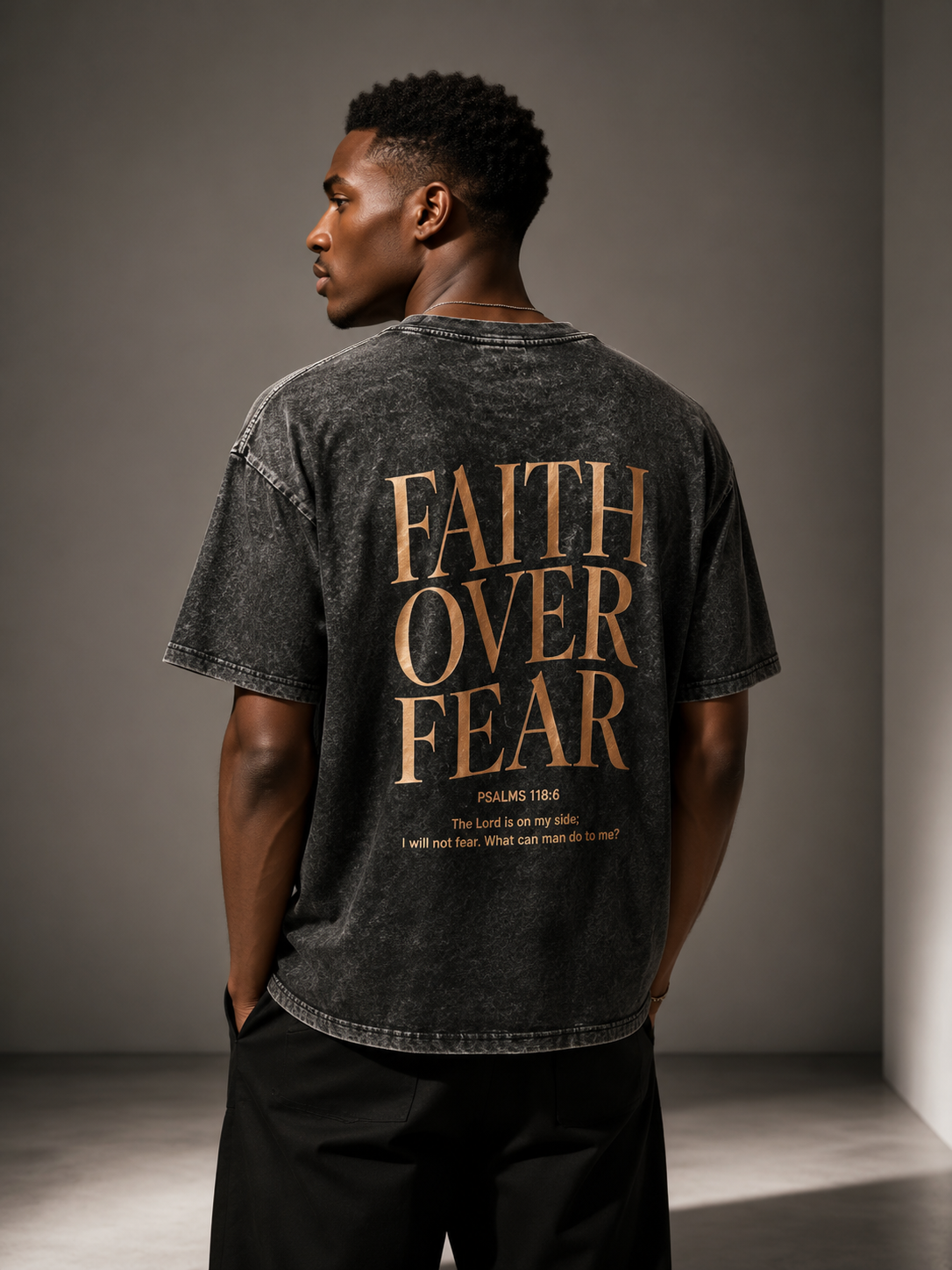 100% Cotton  T-Shirt Faith Over Fear Slogan