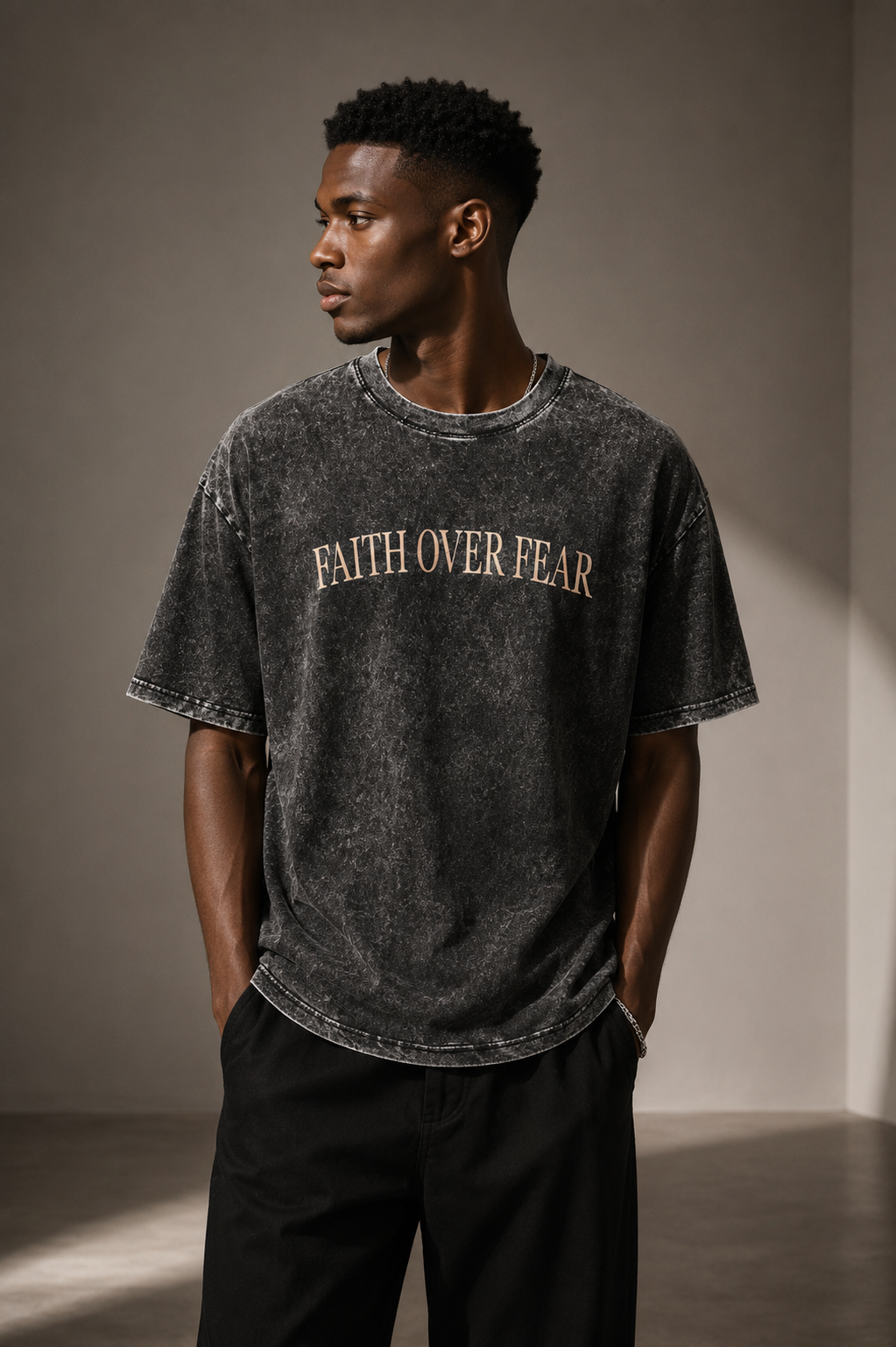100% Cotton  T-Shirt Faith Over Fear Slogan
