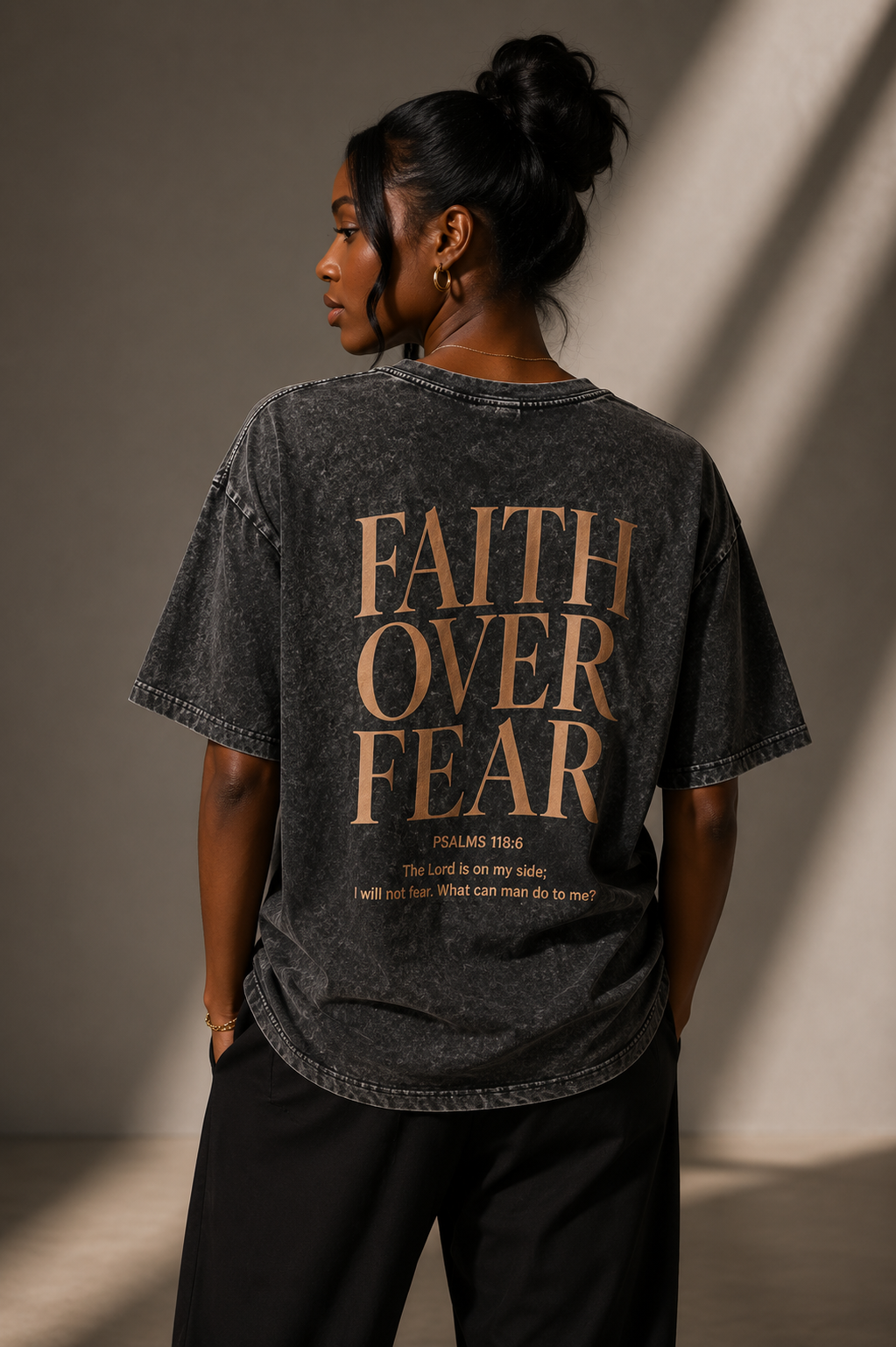 100% Cotton  T-Shirt Faith Over Fear Slogan
