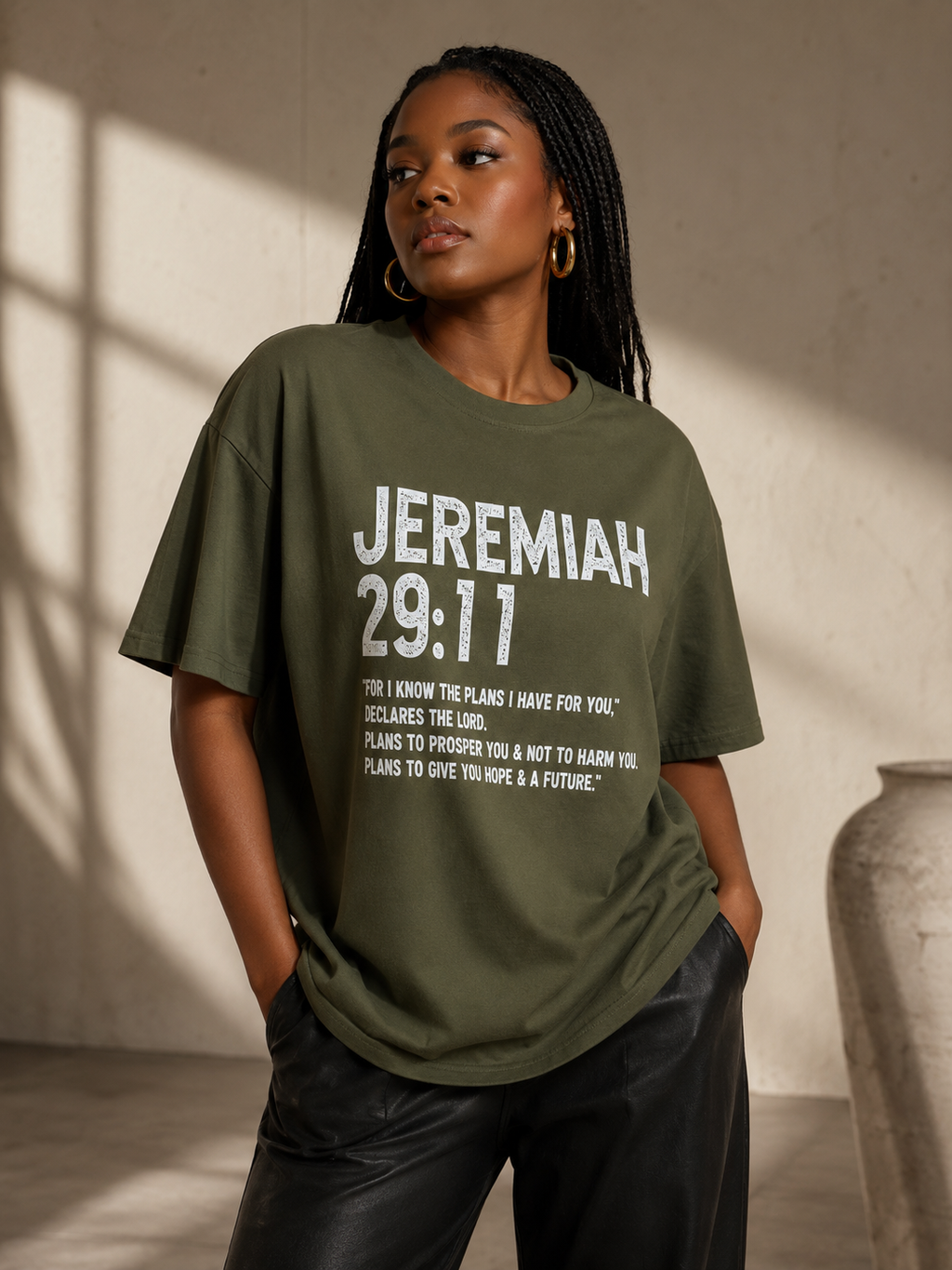Olive Green Scripture T-shirt