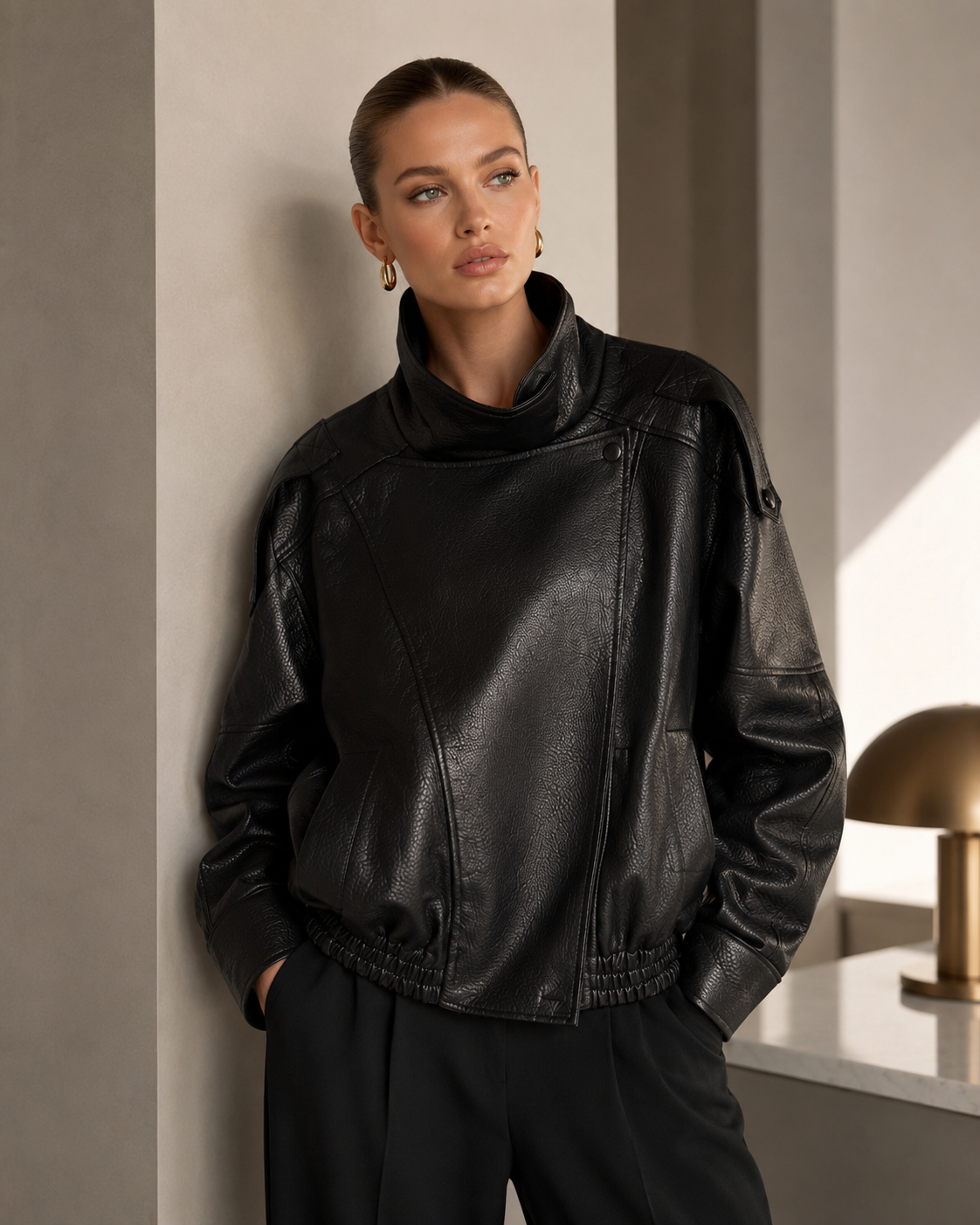 High Collar Faux leather