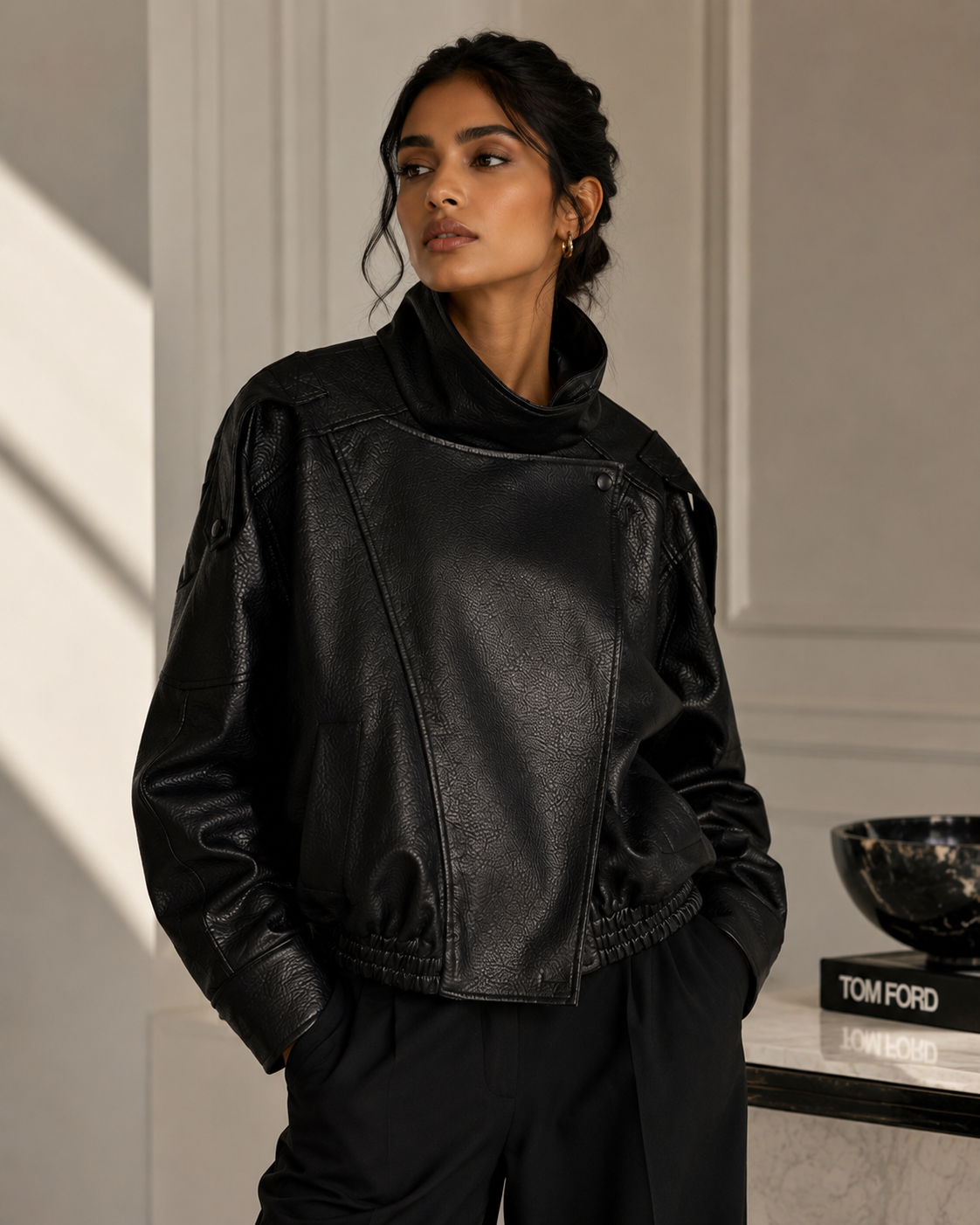 High Collar Faux leather