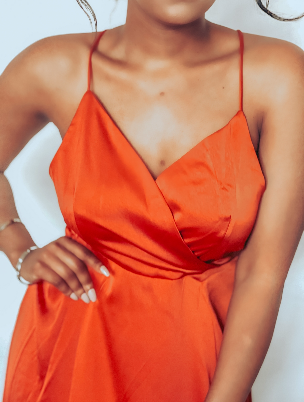 Silk/Satin Red Orange Summer Dress | Best-Selling