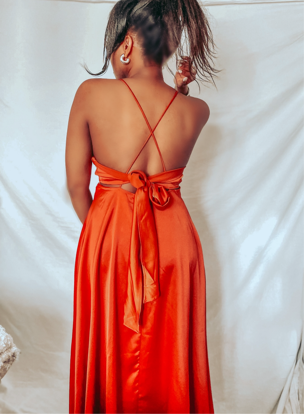 Silk/Satin Red Orange Summer Dress | Best-Selling