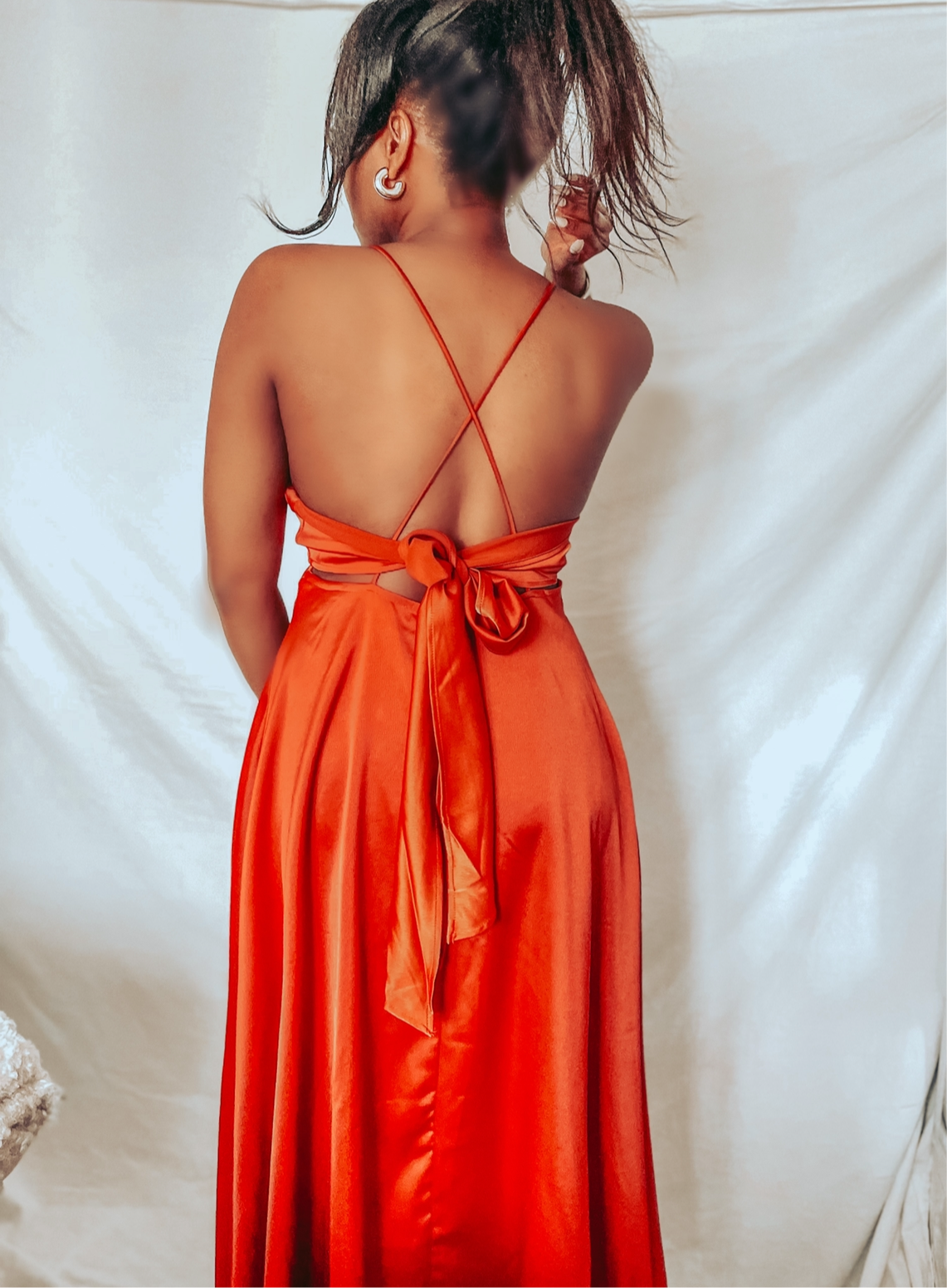 Silk/Satin Red Orange Summer Dress | Best-Selling