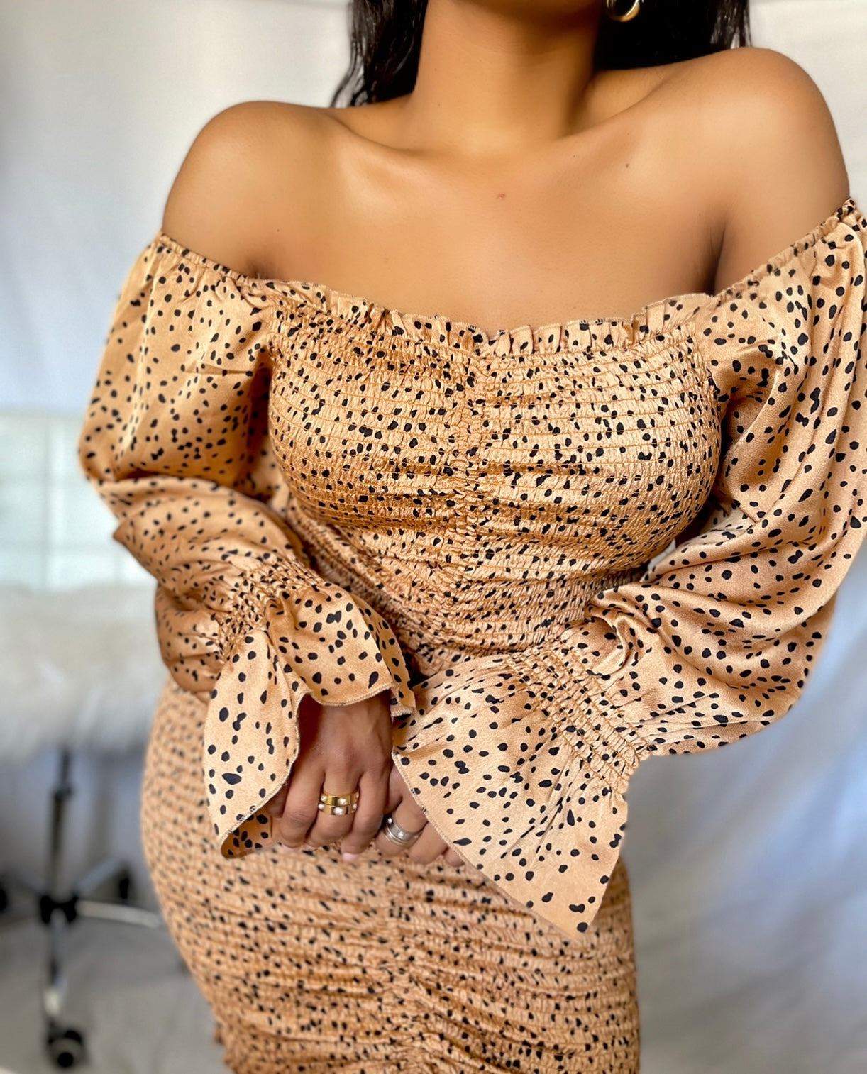 Off the shoulder dress long sleeves ruffles | Best-selling NEW