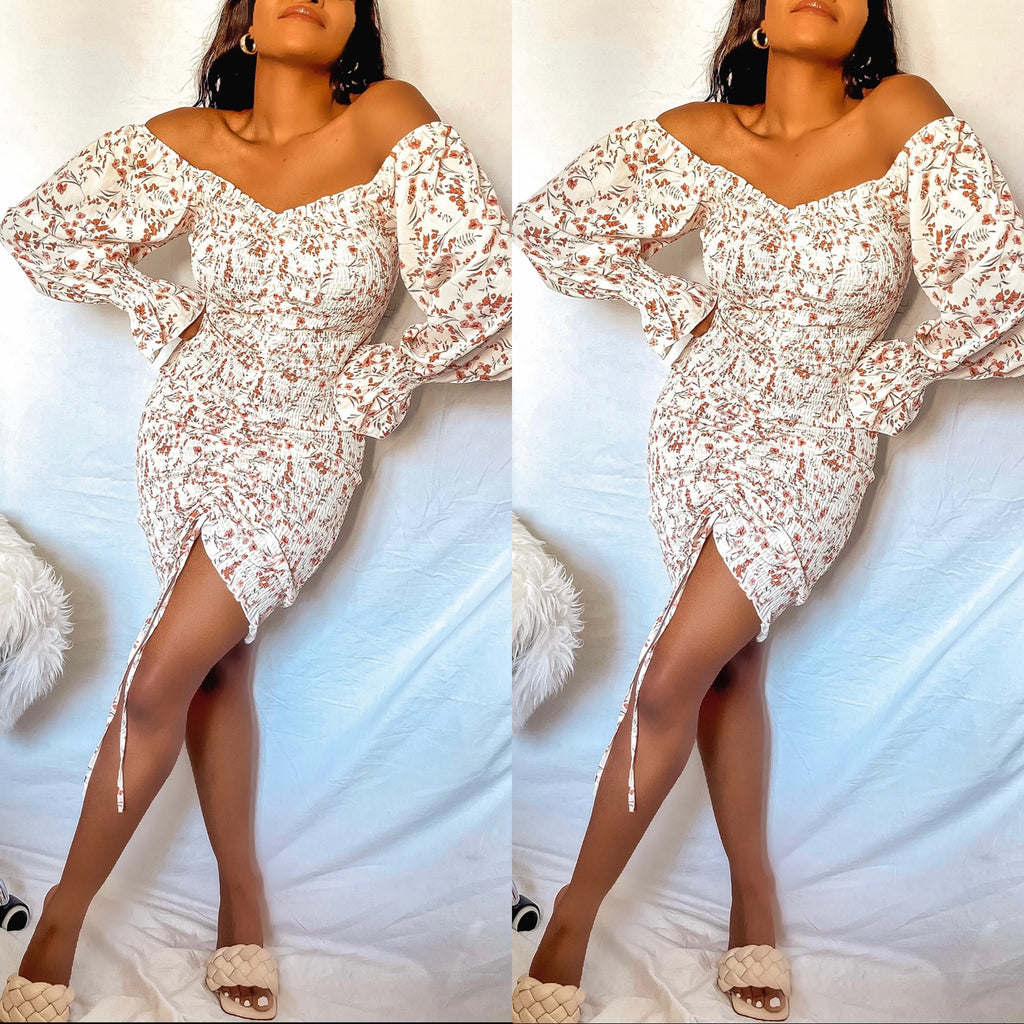 Floral Print Ruched Drawstring Dress | Best-Selling NEW