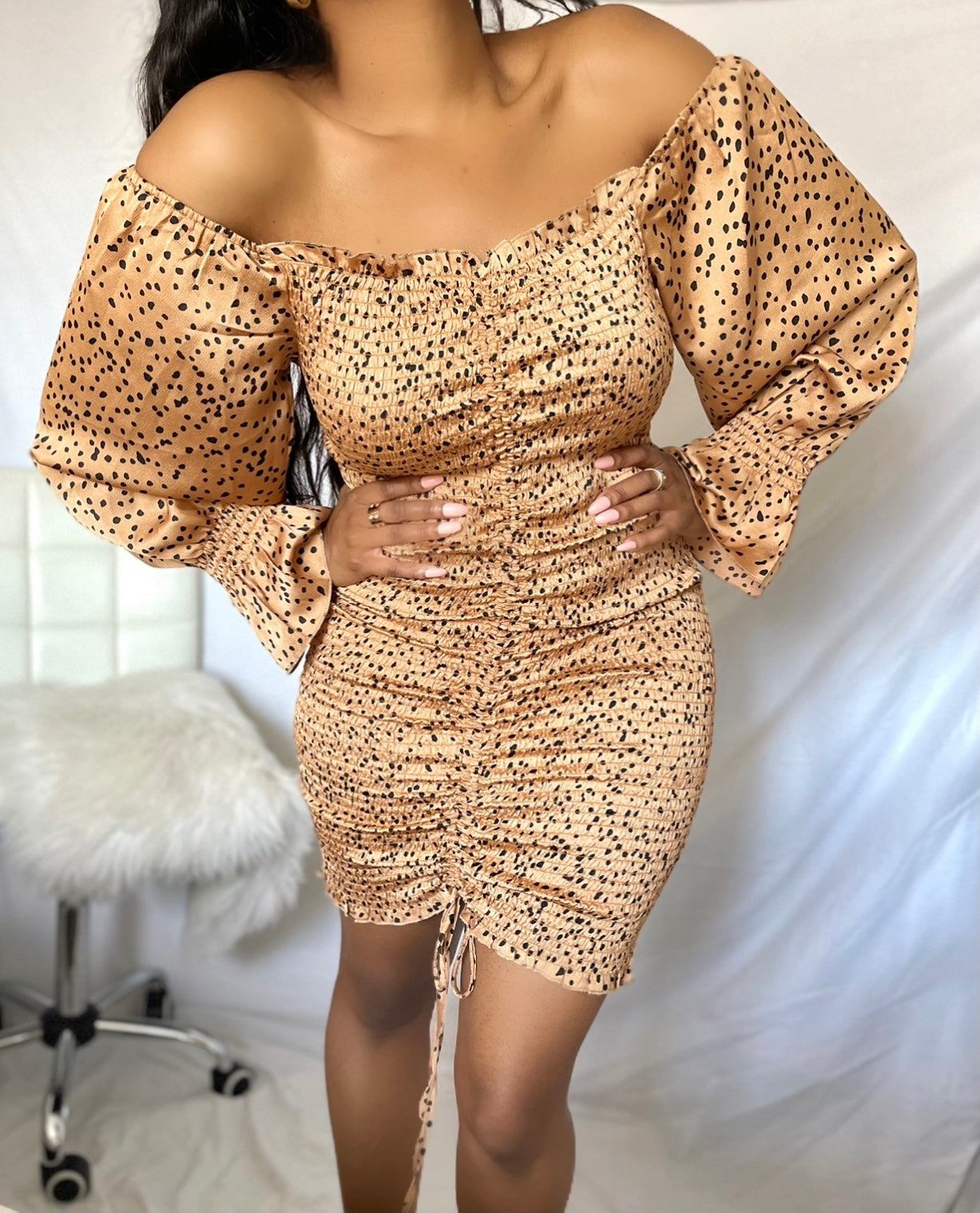 Off the shoulder dress long sleeves ruffles | Best-selling NEW