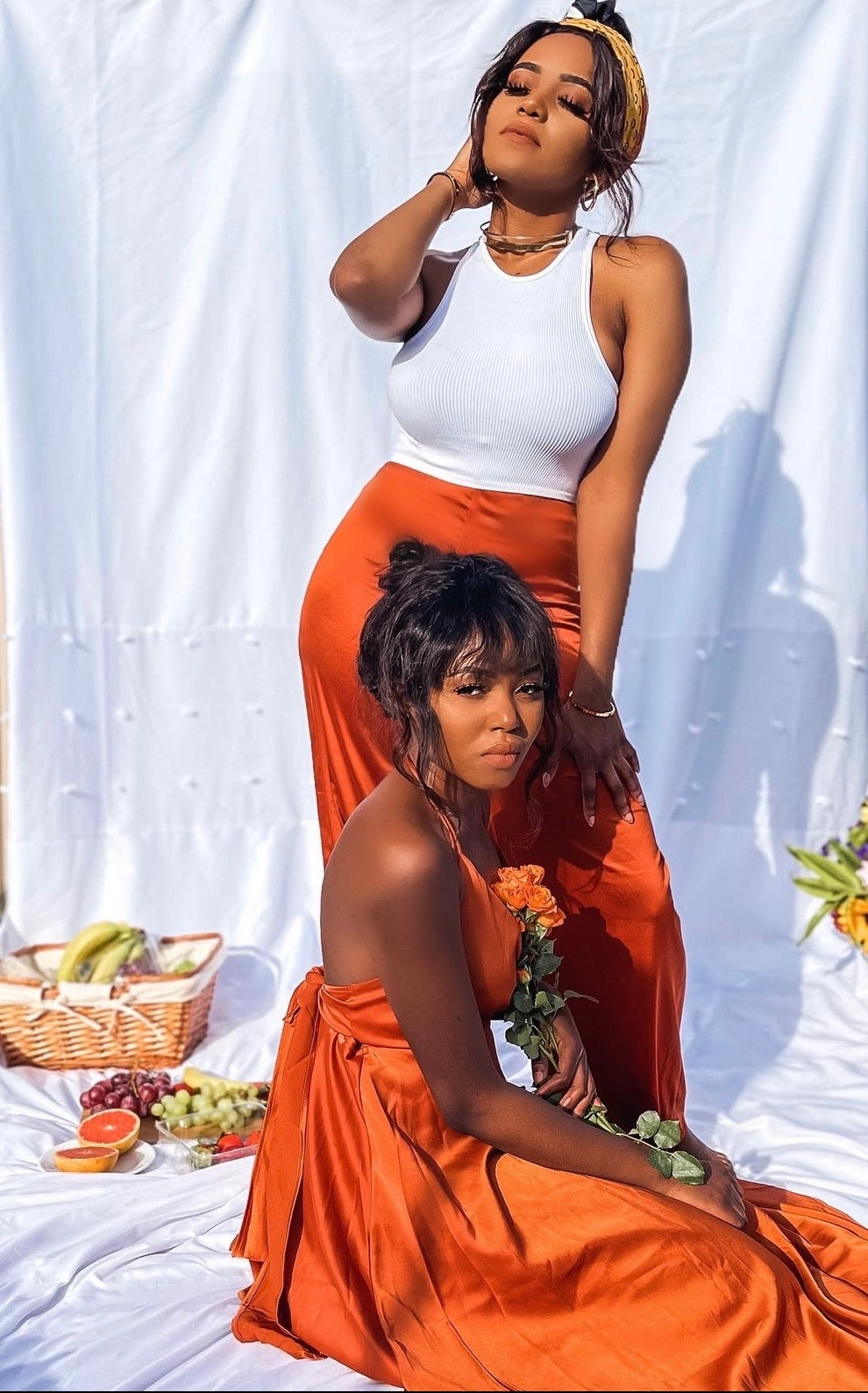 Silk/Satin Red Orange Summer Dress | Best-Selling