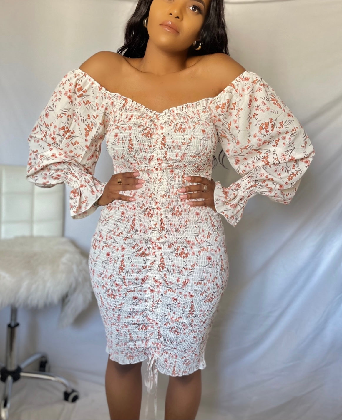 Floral Print Ruched Drawstring Dress | Best-Selling NEW
